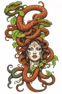 Medusa Portrait with snakes and ornaments used tattoo design idea