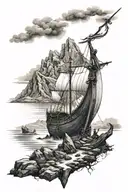 viking landscape scene tattoo design idea