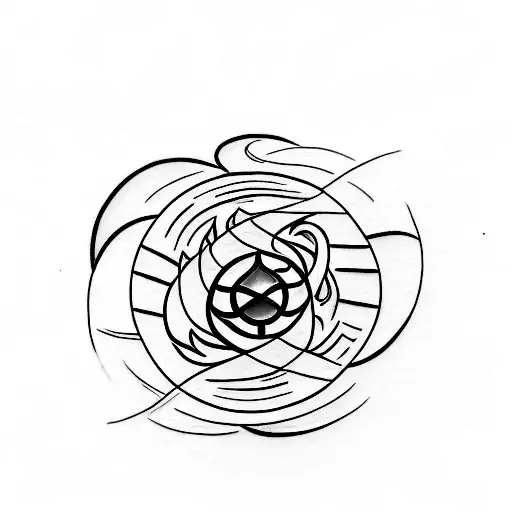 A minimalist tattoo design featuring a fusion of the four elements (earth, fire, wind, water) symbolizing balance and harmony tattoo design idea