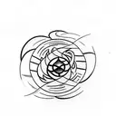 A minimalist tattoo design featuring a fusion of the four elements (earth, fire, wind, water) symbolizing balance and harmony tattoo design idea