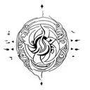 A minimalist tattoo design featuring a fusion of the four elements (earth, fire, wind, water) symbolizing balance and harmony tattoo design idea