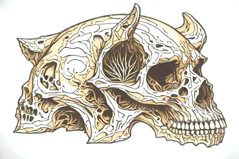 Cat skull tattoo design idea