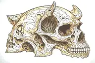 Cat skull tattoo design idea