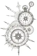 half a clock, half a compass   tattoo design idea
