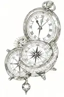 half a clock, half a compass   tattoo design idea