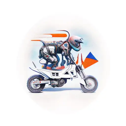 IT techonology and adventure motorcycle tattoo design idea