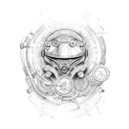 IT techonology and adventure motorcycle tattoo design idea