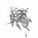 IT techonology and adventure motorcycle tattoo design idea