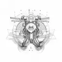 IT techonology and adventure motorcycle tattoo design idea
