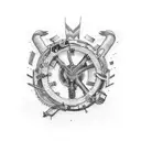 IT techonology and adventure motorcycle tattoo design idea