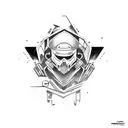 IT techonology and adventure motorcycle tattoo design idea