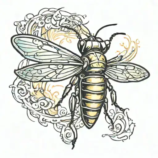 firefly glowing in its tattoo design idea