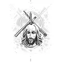 Jesus breaking a rifle  tattoo design idea