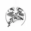 Jesus breaking a rifle  tattoo design idea