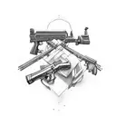 Jesus breaking a rifle  tattoo design idea