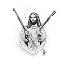 Jesus breaking a rifle  tattoo design idea