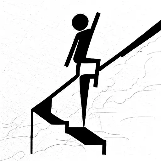 stick figure climbing a set of lines that are meant to be stairs tattoo design idea