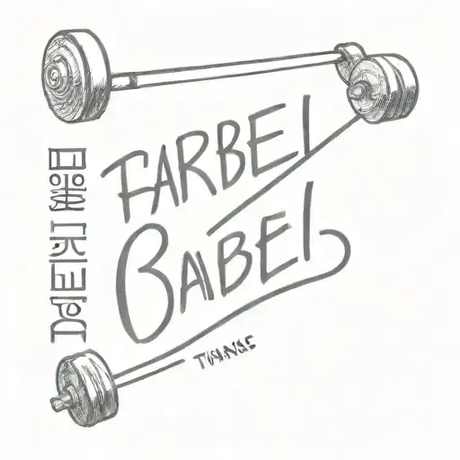Barbell with Thanks written as the bar forming the shape tattoo design idea
