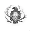 turkey vulture on a branch tattoo design idea