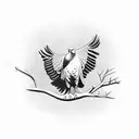 turkey vulture on a branch tattoo design idea