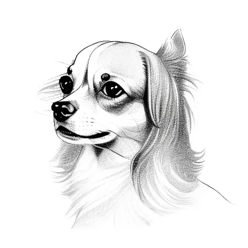 long hair chihuahua  tattoo design idea