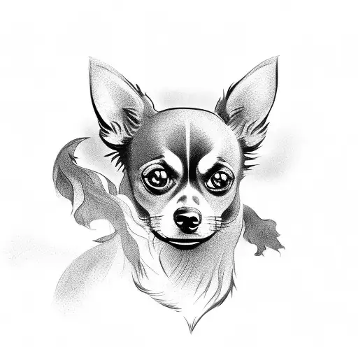 black long hair chihuahua  tattoo design idea
