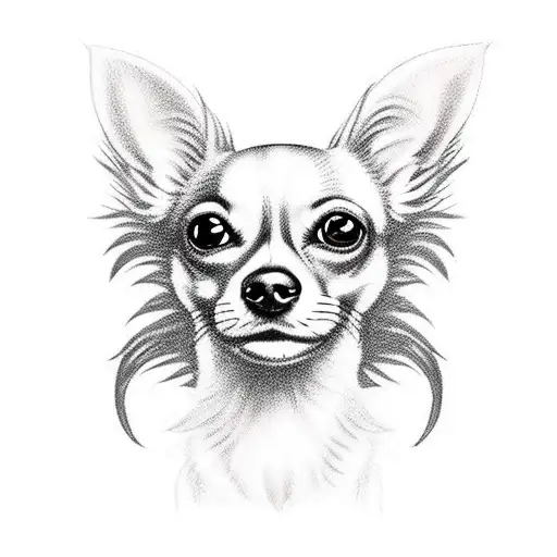 black long hair chihuahua  tattoo design idea