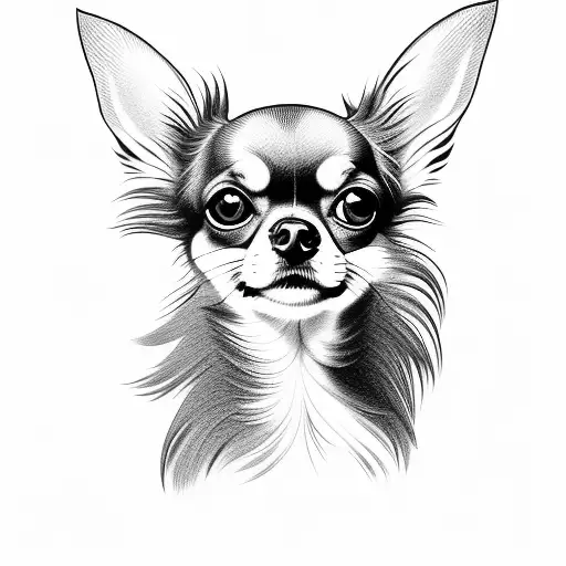 long haired chihuahua  tattoo design idea