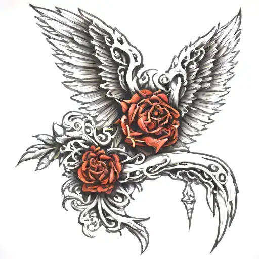 spine and wings bone in spine  tattoo design idea