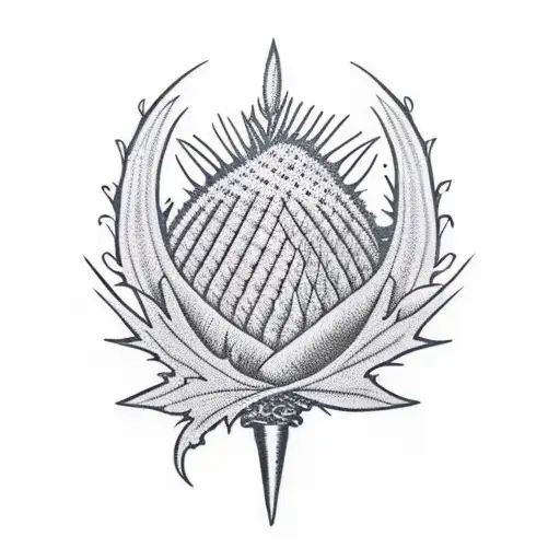 Chalice with Thistle emblem etching tattoo design idea