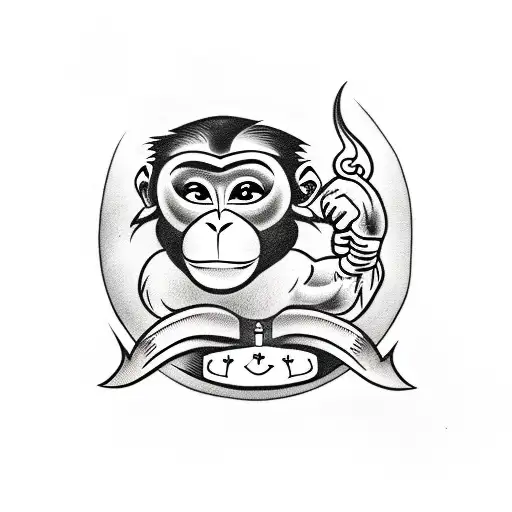 Create a tribal cartoon monkey outline in a small disconnected circle tattoo  idea | TattoosAI