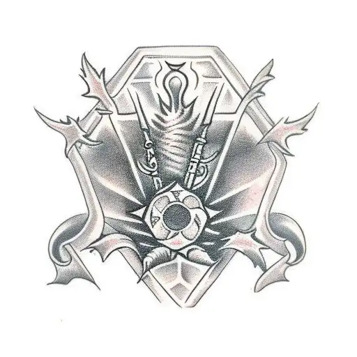 Crimson Chalice with Thistle emblem tattoo design idea