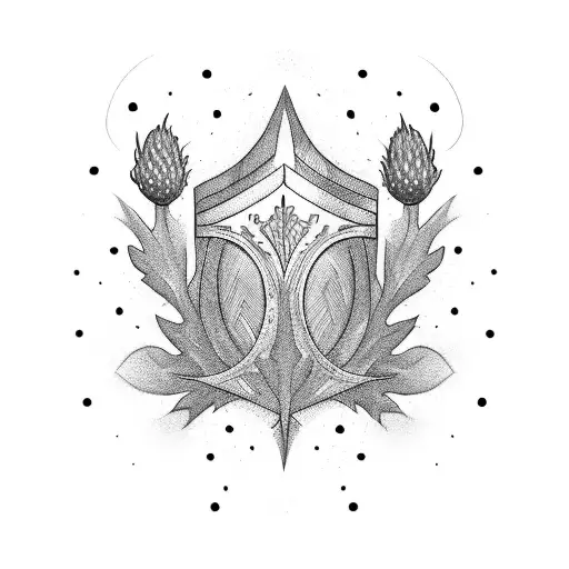 Crimson Chalice with Thistle  tattoo design idea