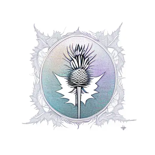 Chalice with intricate thistle etching tattoo design idea