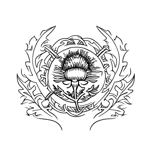 Scottish Thistle emblem tattoo design idea