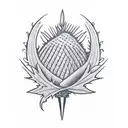 Chalice with Thistle emblem etching tattoo design idea