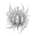 Chalice with Thistle emblem etching tattoo design idea