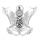 An intricate design combining military intelligence insignia and a thistle tattoo design idea