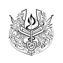 An intricate design combining military intelligence insignia and a thistle tattoo design idea