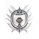 Crimson Chalice with Thistle emblem tattoo design idea