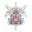 Crimson Chalice with Thistle emblem tattoo design idea