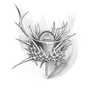 Chalice with Thistle emblem etching tattoo design idea