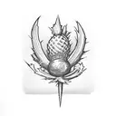 Chalice with Thistle emblem etching tattoo design idea