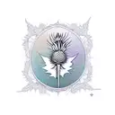 Chalice with intricate thistle etching tattoo design idea