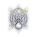 Chalice with intricate thistle etching tattoo design idea