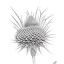 Chalice with intricate thistle etching tattoo design idea