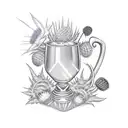 Chalice with engraved thistle tattoo design idea