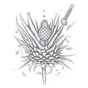 Chalice with engraved thistle tattoo design idea