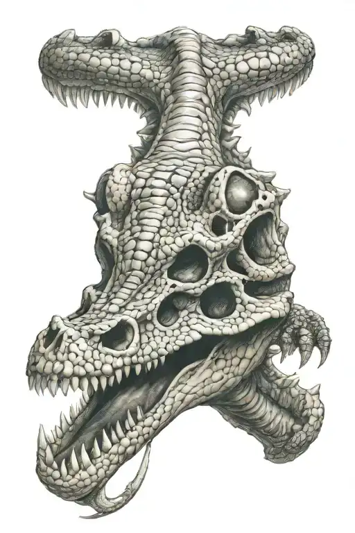 alligator skull soft shading tattoo design idea