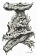 alligator skull soft shading tattoo design idea
